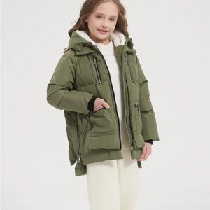 Orolay Kids Olive Jacket with Orange Lining